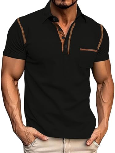 Amazon.com: plop Quarter Zip Muscle Polo Shirts for Men Textured